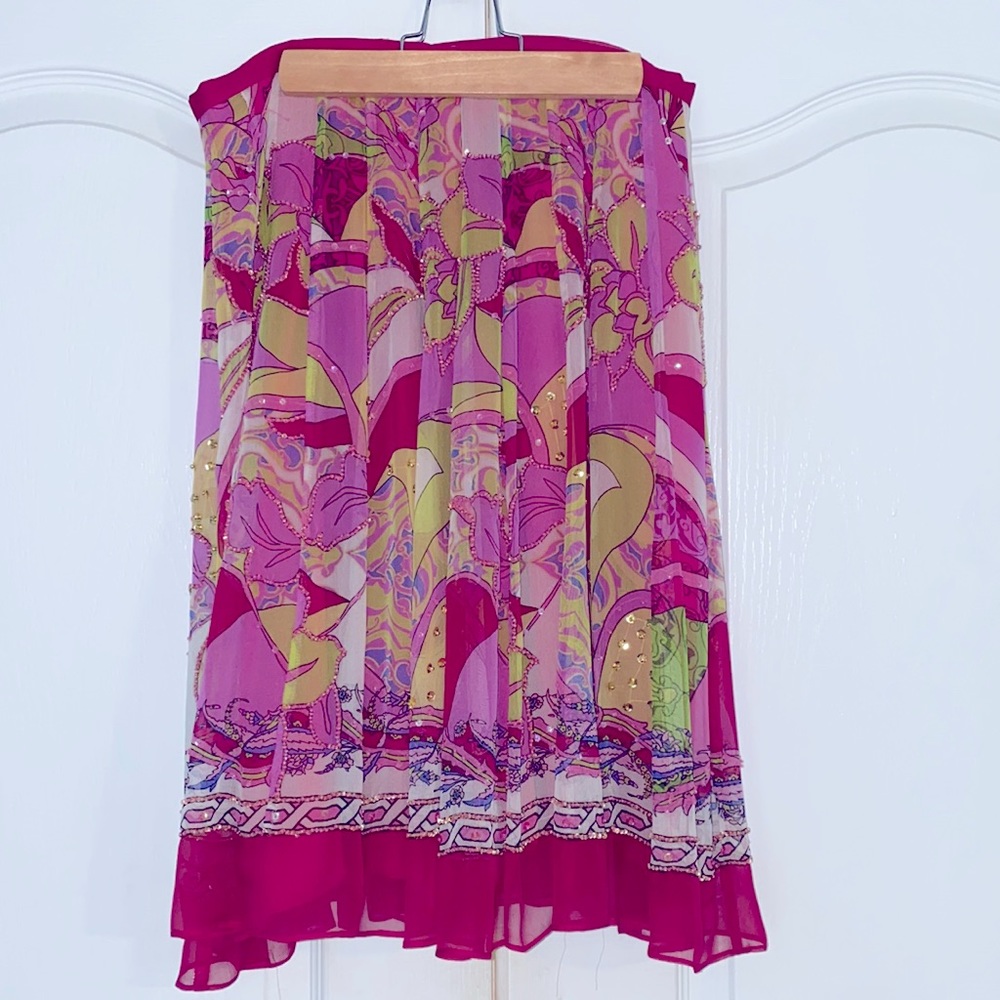 ECI, size 4, 100% silk, vintage, sequin, swing skirt.